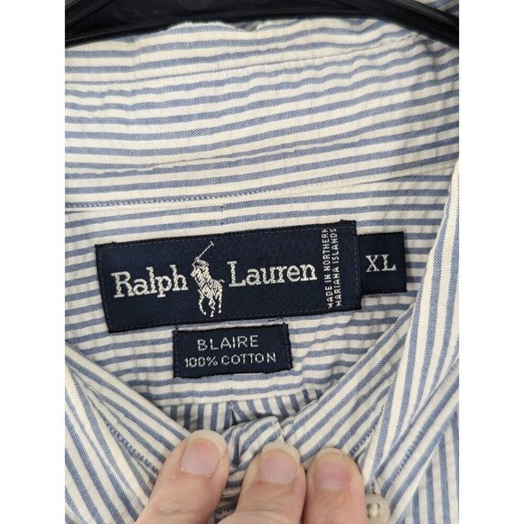 Ralph Lauren Blaire 100% Cotton Men's Long Sleeve XL Striped Button Down Shirt - Picture 6 of 12